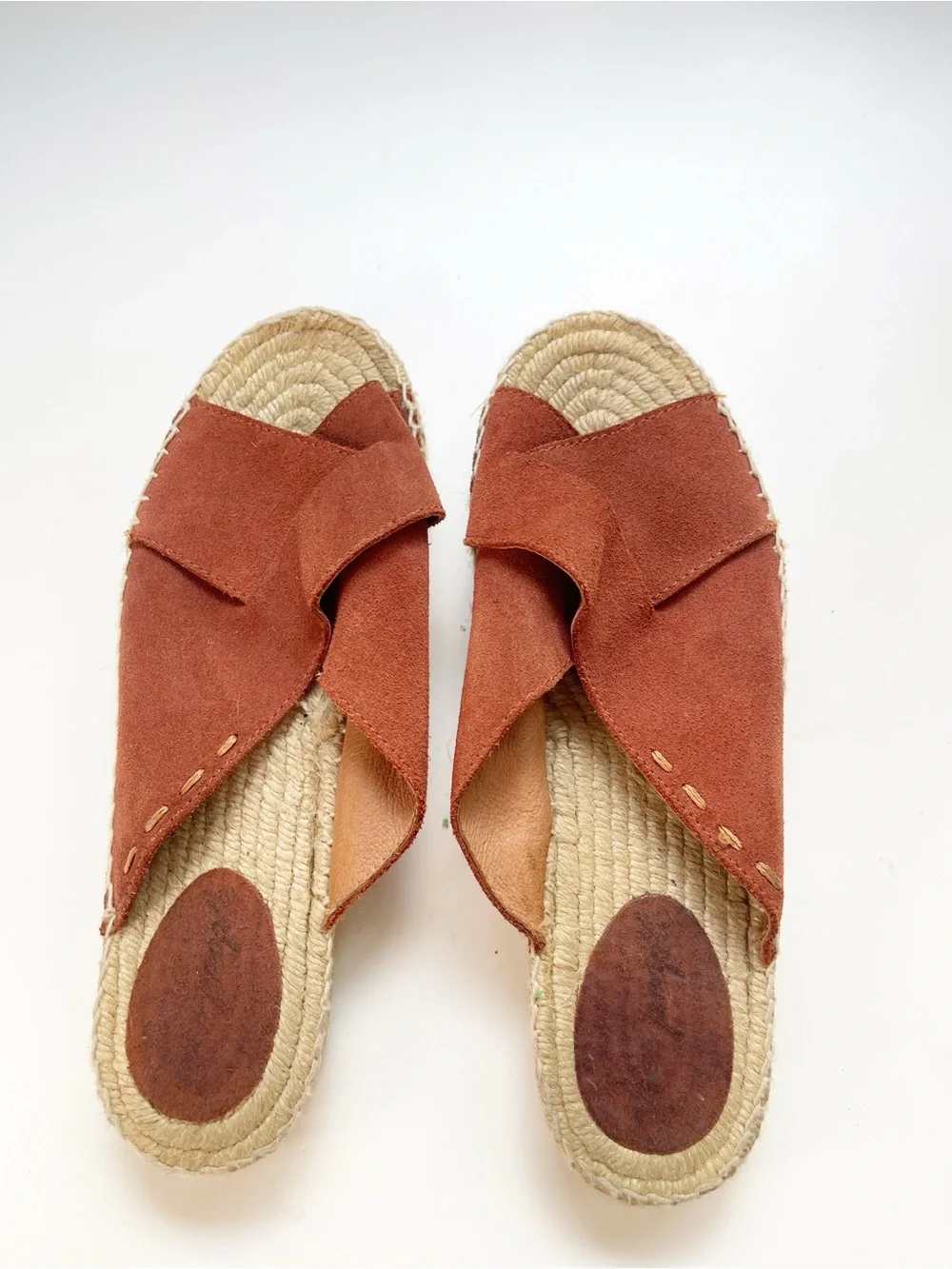 Free People Tuscan Suede Crossover Espadrille Slide Sandals - Rust